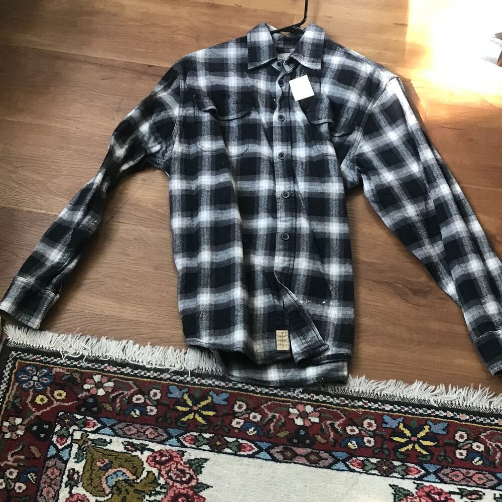 Jachs Shirt Mens Gray Plaid Heavy Flannel Button Up Outdoor Casual Size M